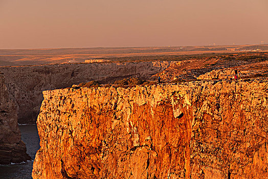 红岩,日落,阿尔加维,葡萄牙