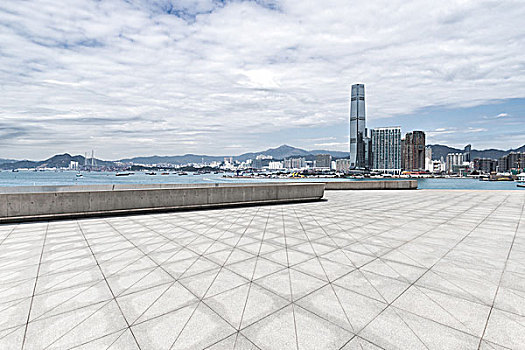 现代办公室,建筑,香港,空,砖,地面
