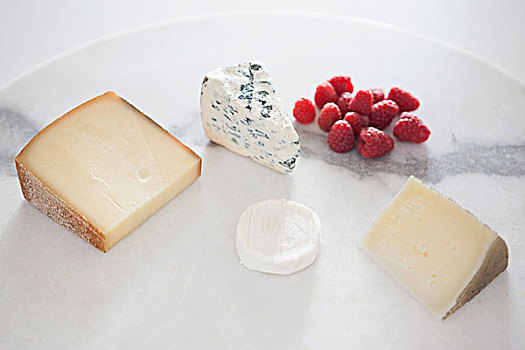 奶酪,树莓,盘子,白色背景,背景