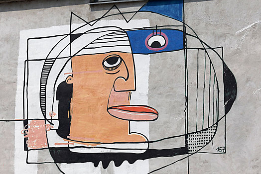 脸,涂鸦,街头艺术,萨克森,德国,欧洲