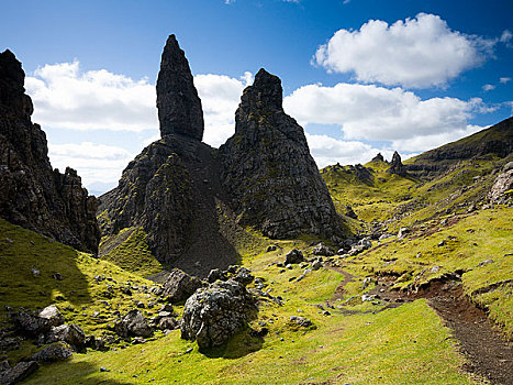 苏格兰,高地,斯凯岛,怪异,岩石构造,史前,陆地,滑动,腐蚀,半岛