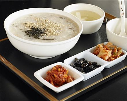 韩国,粥,鲍鱼,小,沙拉