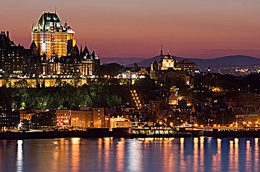 酒店,劳伦斯河,暮光,魁北克,加拿大