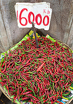 红色,辣椒,出售,市场,路易港,毛里求斯