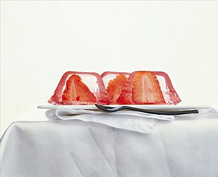 草莓,香草,胶冻