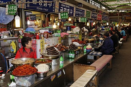 韩国料理,小,餐馆,食品摊,市场,首尔,韩国,亚洲