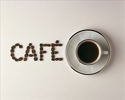 咖啡杯,咖啡,书写,咖啡豆