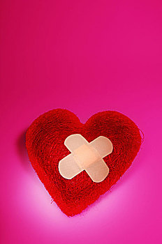 红色,创可贴,象征,心形,喜爱,爱情象征,感觉,情感,痛苦,疾病,心脏状况