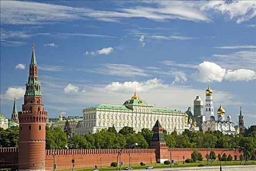 墙壁,水,塔,钟楼,天使长,大教堂,莫斯科,俄罗斯,东欧,欧洲
