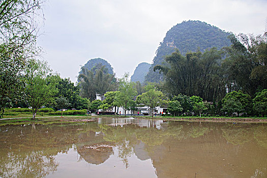 阳朔遇龙河畔风景