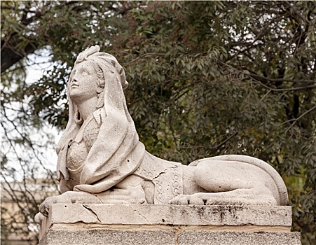 埃及人,女性,狮身人面像,石像,复古,公园,马德里,西班牙