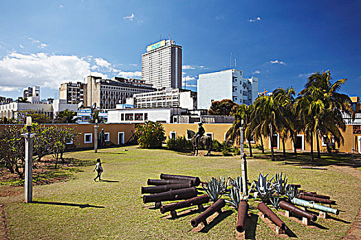 马普托,堡垒,市区,摩天大楼,背景,莫桑比克