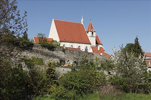教区教堂,城墙,下奥地利州,奥地利,欧洲