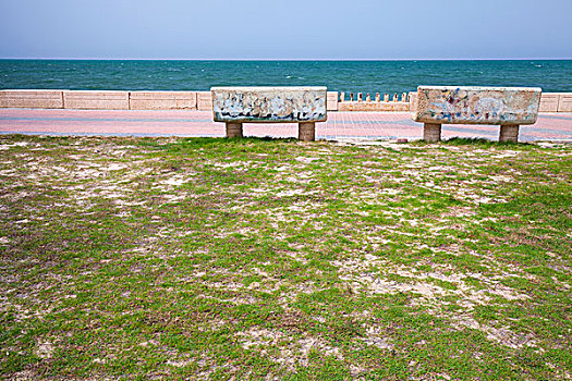 石头,长椅,海岸,波斯湾,沙特阿拉伯