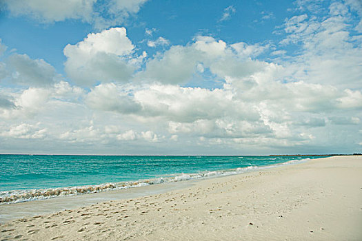 白沙,蓝色,绿色,海洋,特克斯和凯科斯群岛