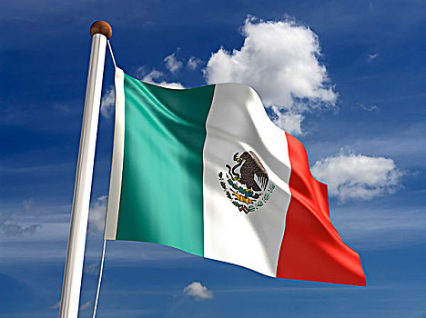 墨西哥,旗帜,裁剪,小路
