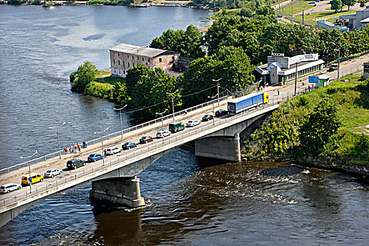 桥,河,边界,爱沙尼亚,俄罗斯,控制,车站,波罗的海国家,北欧