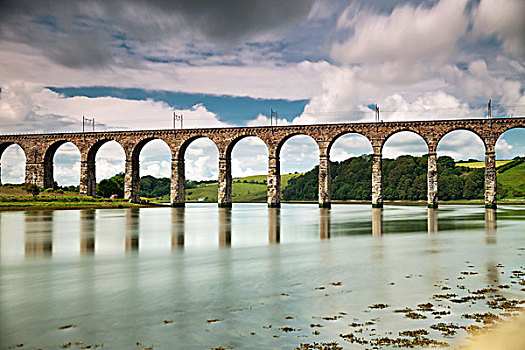 桥,拱,反射,河,诺森伯兰郡,英格兰