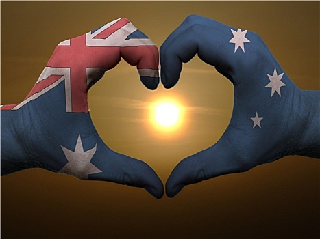 心形,喜爱,手势,彩色,澳大利亚,旗帜