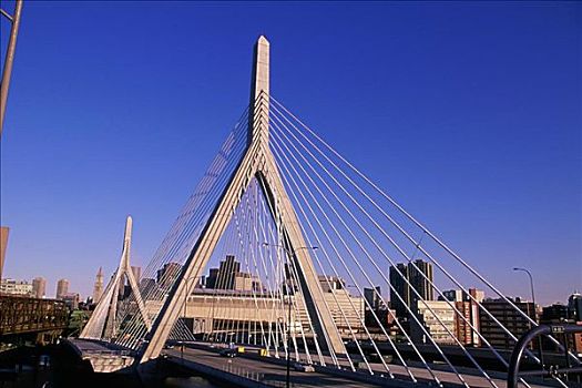 俯拍,交通,桥,山,波士顿,马萨诸塞,美国