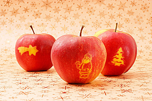 三个,红苹果,圣诞装饰
