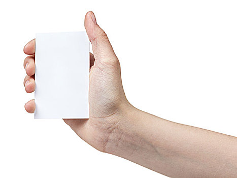 女性,青少年,握着,白纸,卡片,隔绝,白色背景