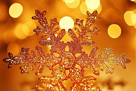 金色,雪花,圣诞树饰