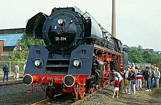蒸汽,列车,周年纪念,展示,德国,铁路,波鸿,北莱茵威斯特伐利亚,欧洲