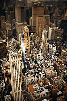 市中心,摩天大楼,屋顶,风景,纽约