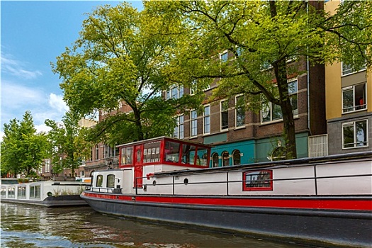 城市风光,阿姆斯特丹,运河,船屋,荷兰