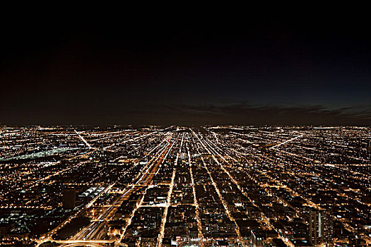 夜晚,城市,芝加哥,伊利诺斯,美国