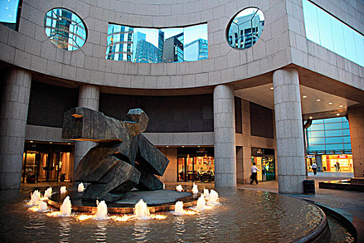 现代,雕塑,讲台,交换,广场,中心,香港