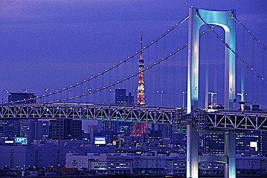 彩虹,吊桥,东京,日本