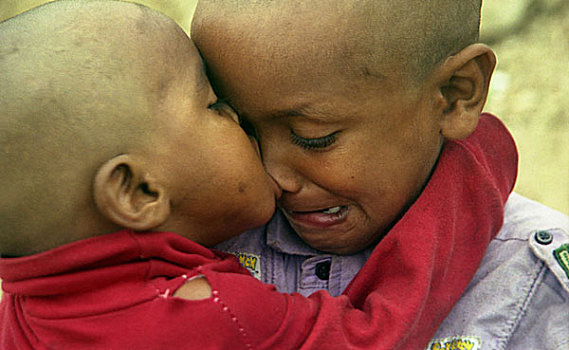 头像,乡村,孩子,孟加拉,2006年