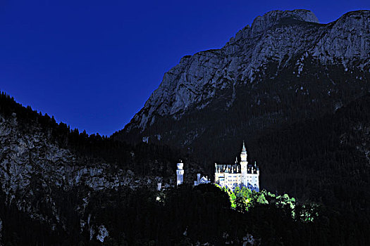 城堡,新天鹅堡,靠近,东方,斯瓦比亚,巴伐利亚,德国,欧洲