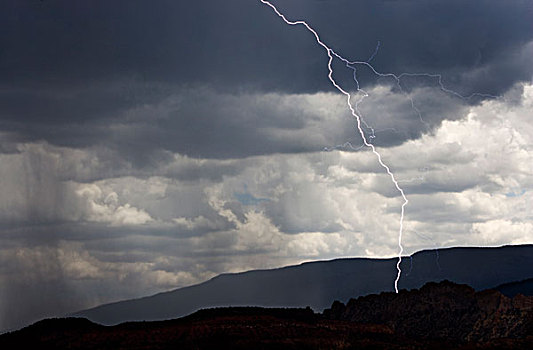 闪电,后面,岩石构造,雷暴,弗里蒙特,河谷,犹他,美国,科罗拉多高原