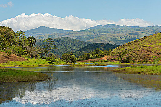 湖,正面,山景,靠近,阿拉胡埃拉,省,哥斯达黎加,中美洲