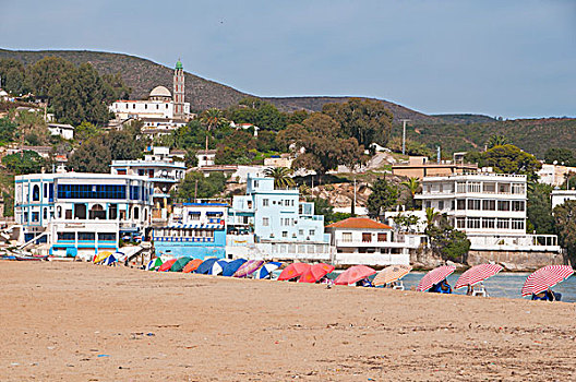 伞,海滩,阿尔及利亚,非洲