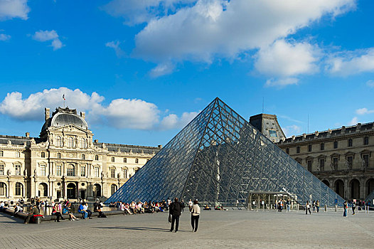 金字塔,卢浮宫,巴黎,法兰西岛,法国,欧洲