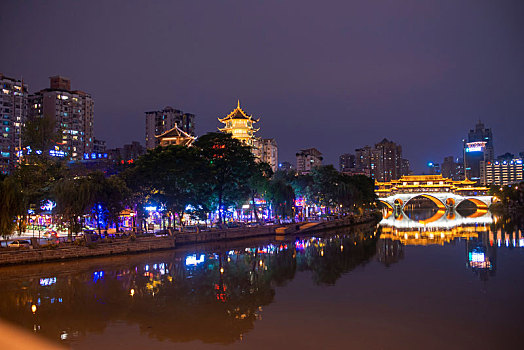 成都市九眼桥酒吧街夜景