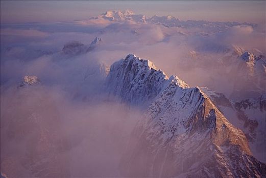 积雪,顶峰,阿拉斯加山脉,山,德纳里峰,背景,阿拉斯加