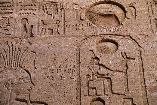 埃及,阿布辛贝尔神庙,浮雕,雕刻,19世纪,涂鸦,象形文字