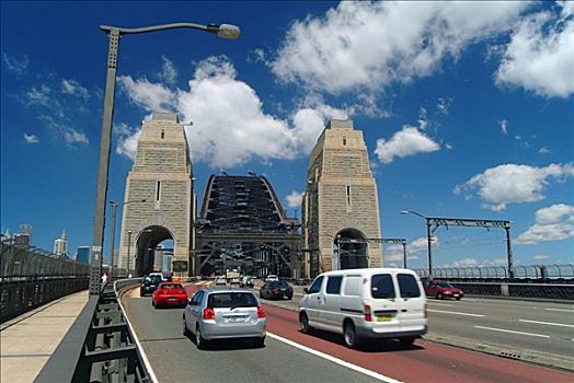 汽车,穿过,海港大桥,悉尼,新南威尔士,澳大利亚