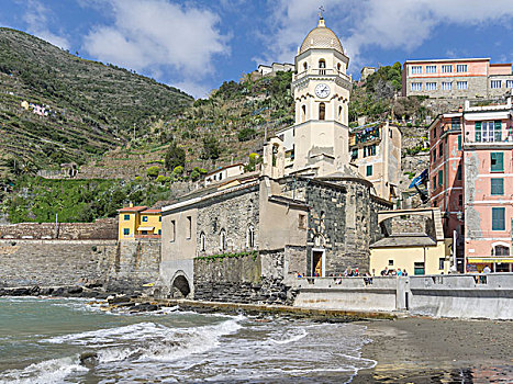 教堂,维纳扎,五渔村,利古里亚,意大利,欧洲