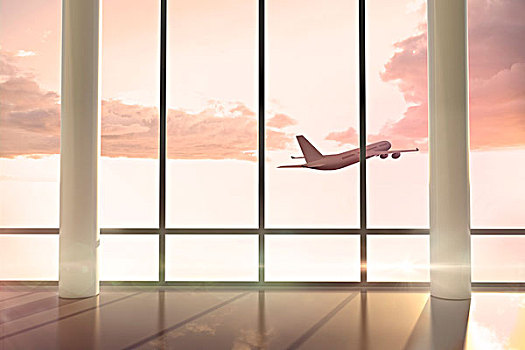 飞机,飞,窗户,日出