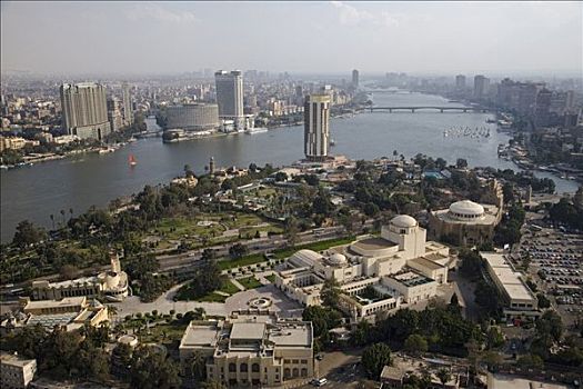 风景,岛屿,尼罗河,开罗,塔,歌剧院,站立,四季,酒店,背景