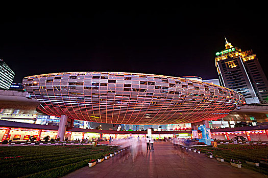 广场,夜晚,上海,中国