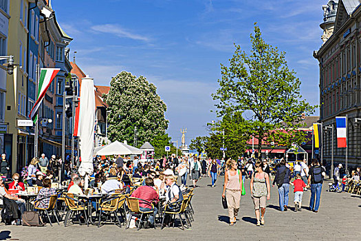 街道咖啡店,历史名城,中心,康斯坦茨,康士坦茨,巴登符腾堡,德国南部,德国,欧洲