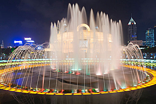 喷泉,正面,上海博物馆,人民广场,上海,中国