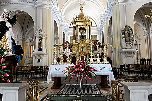 装饰,圣坛,教堂,节日,亚松森,尼加拉瓜,中美洲